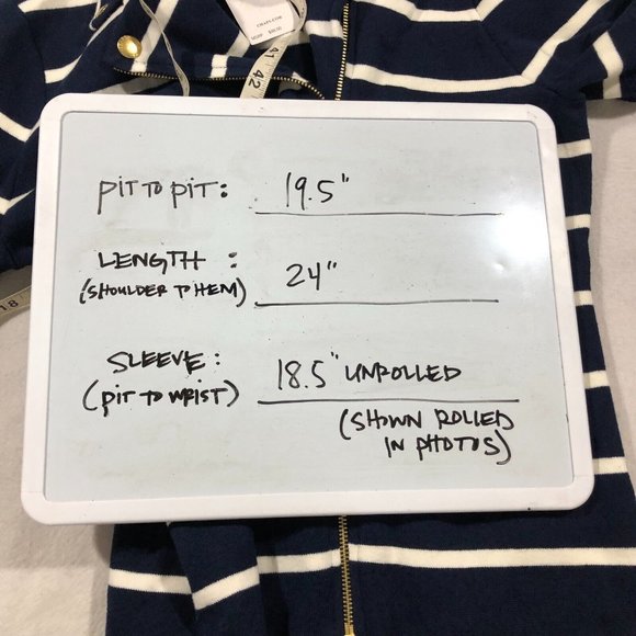 Chaps Jacket Womens Large Stripe Asymmetrical Knit Moto Sweater Jacket NEW $99 - Picture 13 of 13